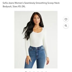 Women's White Scoop Neck Bodysuit by Sofia jeans